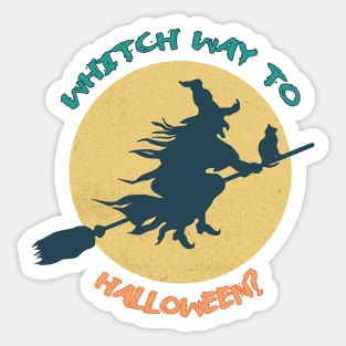 Witch way to Halloween? Halloween funny witch Sticker